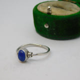 Sterling Silver Lapiz Lazuli Cabochon Ring Vintage c1970 Size M 1/2