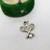 Sterling Silver Tennis Racket Charm Pendant Vintage c1970