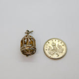 Sterling Silver Bird In Cage Charm Pendant Vintage c1970s