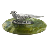 Sampson Mordan Sterling Silver & Green Onyx Pheasant Ornament Antique 1898