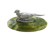 Sampson Mordan Sterling Silver & Green Onyx Pheasant Ornament Antique 1898