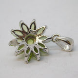 Sterling Silver & Peridot Set Floral Drop Pendant Vintage c1990s
