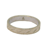 Sterling Silver Diagonal Stripes Wedding Band Ring Vintage c1970 Size J 1/2