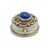 Sterling Silver & Lapis Lazuli Set Small Pill Box Vintage c1970s