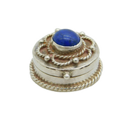 Sterling Silver & Lapis Lazuli Set Small Pill Box Vintage c1970s