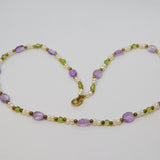 Gold Plated, Amethyst, Peridot & Pearl Dress Necklace Vintage c1990s