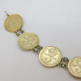 WWI Period Sterling Silver Threepence Coin Bracelet Antique 1916 Art Deco