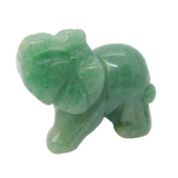 Carved Green Jade Elephant Figure Ornament Vintage c1980