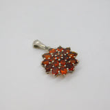 Sterling Silver Multi-Stone Garnet Cluster Drop Charm Pendant Modern c1990s