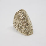 Sterling Silver Ottoman Style Floral Patterned Ring Antique c1900 Size Q