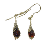 Pair of Sterling Silver Baltic Amber Studio Hook Drop Earrings Vintage c1970