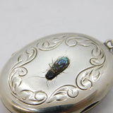 Sterling Silver & Shibayama Insect Locket Pendant Vintage Birmingham