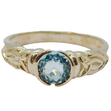 Sterling Silver Round Blue Topaz Dress Ring Vintage c1970 Size P