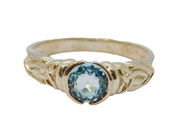Sterling Silver Round Blue Topaz Dress Ring Vintage c1970 Size P