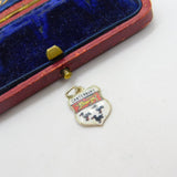 Sterling Silver and Enamel Canterbury Travel Shield Charm Pendant Vintage c1970