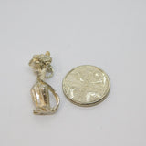 Sterling Silver Sitting Cartoon Cat Charm Pendant Vintage c1970