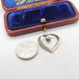 Sterling Silver Heart Drop Charm Pendant Vintage c1970