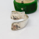 Sterling Silver Large Planished Crossover Band Ring Vintage c1970 Size X UK