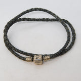 PANDORA Sterling Silver Woven Leather Bracelet Vintage c2010
