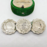 Edward VII Indian 1 Anna Silver Coloured Coin Brooch Antique c1901