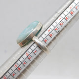 Sterling Silver Cabochon Larimar Oval Statement Band Ring Vintage c1990 Size S