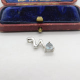 Sterling Silver Topaz Swirl Drop Charm Pendant Vintage c1970