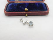 Sterling Silver Topaz Swirl Drop Charm Pendant Vintage c1970