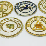 Collection of Five Large Gilded Masonic Warden Apron Patches Vintage c1960s