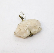 20th Century Carved White Glass Pig Charm Pendant Antique c1920 Art Deco