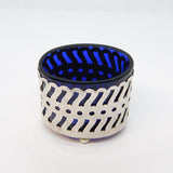 Victorian Sterling Silver Blue Glass Salt Cellar Antique 1899 Birmingham