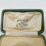 Art Deco Green Tooled Leather Jewellery Brooch Box Antique c1920s