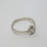 Sterling Silver Peardrop Cubic Zirconia Dress Band Ring Vintage c1990 Size N