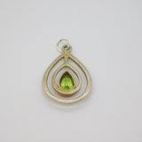 Sterling Silver Peridot Peardrop Studio Style Charm Pendant Contemporary c1990s
