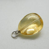 Sterling Silver Yellow Resin Charm Pendant Vintage c1970