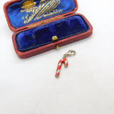 Sterling Silver Red Enamel Stick of Rock Charm Pendant Vintage c1970