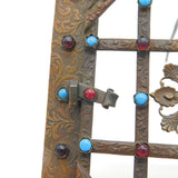 19th Century Austro-Hungarian Bronze & Cabochion Set Picture Frame Antique
