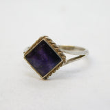 Sterling Silver & Derbyshire Blue John Set Dress Ring Vintage c1970s