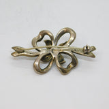 Sterling Silver Pearl & Marcasite Bow Form Art Deco Brooch Pin Antique c1930