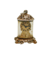 Sterling Silver Baroque Style Cased Mantle Clock Charm Pendant Vintage c1970s