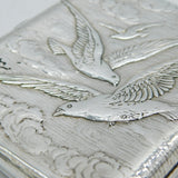 Omar Ramsden Sterling Silver Eagle, Fish & Seabird Cigarette Case Antique London