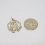 Sterling Silver Octagonal St Christopher Travel Charm Pendant Vintage c1970