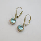 Pair of Sterling Silver Blue & White Topaz Leverback Drop Earrings Modern c1990