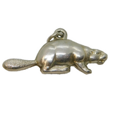 Sterling Silver Beaver Charm Pendant Vintage c1970