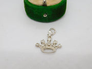 Sterling Silver Crown Paste Set Charm Pendant Vintage c1970