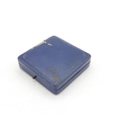 Victorian Blue Faux Leather Square Jewellery Box Antique c1890