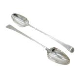 George III Sterling Silver Pair of Crested Basting Spoons Antique 1769 London