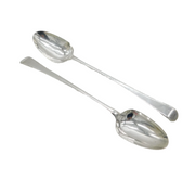 George III Sterling Silver Pair of Crested Basting Spoons Antique 1769 London