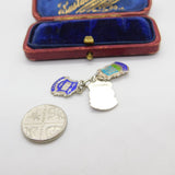 Sterling Silver + Enamel Travel Shield Kent, Weywood, Oxford Charm c1970