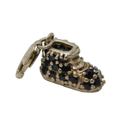 Sterling Silver Sapphire Set Shoe or Boot Charm Pendant Vintage c1970 Milano