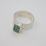 Sterling Silver Turquoise Mosaic Effect Studio Ring Modern c1990 Size Q 1/2